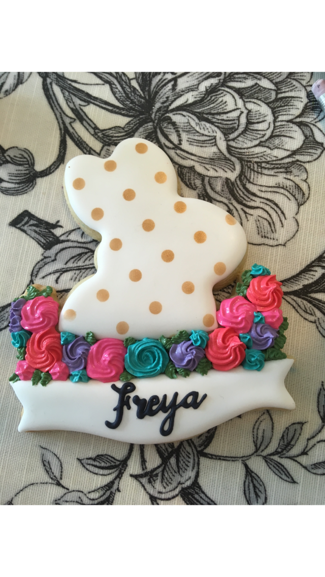 Rabbit with Banner and Flowers Cookie Cutter