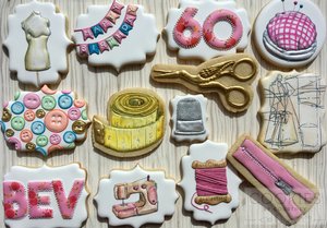 Sewing Cookies For Bev’s 60th Birthday