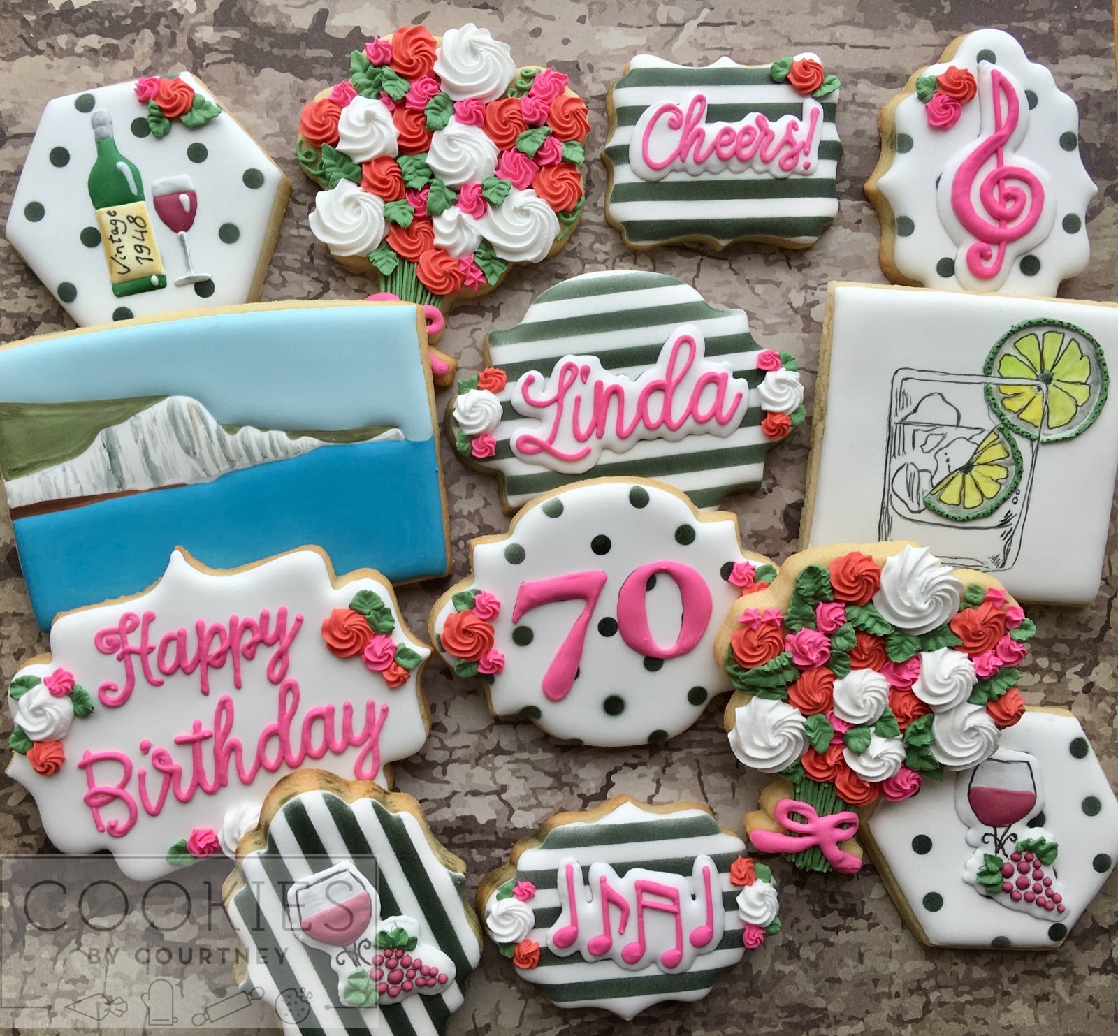 70th Birthday Cookies for Linda